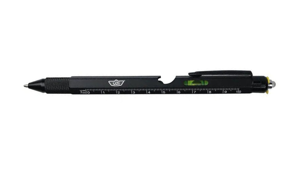 UZI Tactical Utility Pen w/Ruler, Black, UZI-TACPEN23-BK