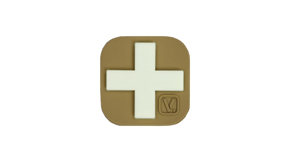 Vanquest Gear 1.5 in x1.5 in Medical Cross Glow In The Dark Patch, Coyote Tan, 9ZMDCR-150-CT-GITD