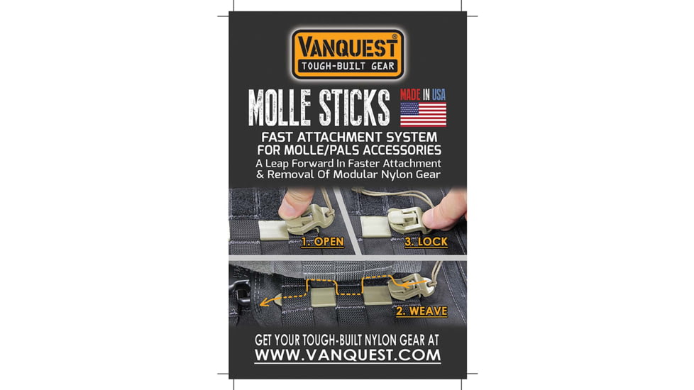 Vanquest Gear 5in MOLLE STICKS STIX 4 Pack, Coyote Tan, Small 99MS5X4-CT