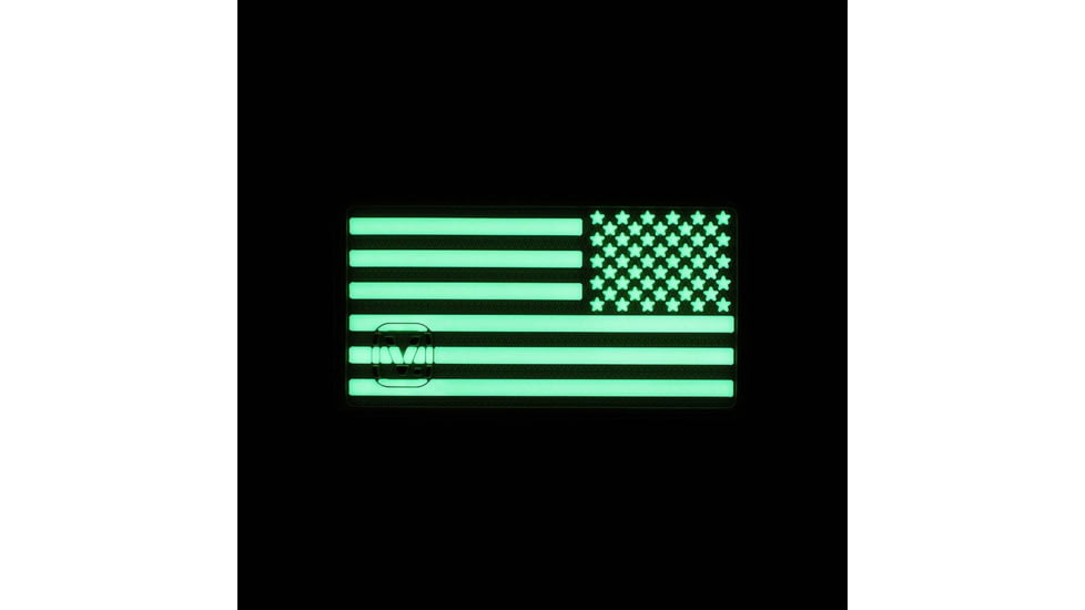 Vanquest Gear US Flag Reversed / Right-Star - Glow In The Dark Patch, Black, 9ZUSFGR-275-BK-GITD
