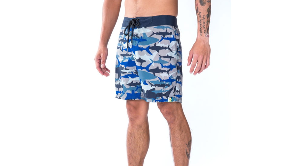 Vast Shark Camo Print Men's Boardshort, Navy, B631-123