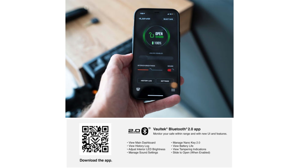 Vaultek Safe SR20 Bluetooth 2.0 Slider Safe, Black, SR20-BK