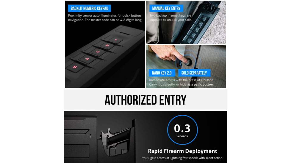 Vaultek Safe SR20 Bluetooth 2.0 Slider Safe, Black, SR20-BK