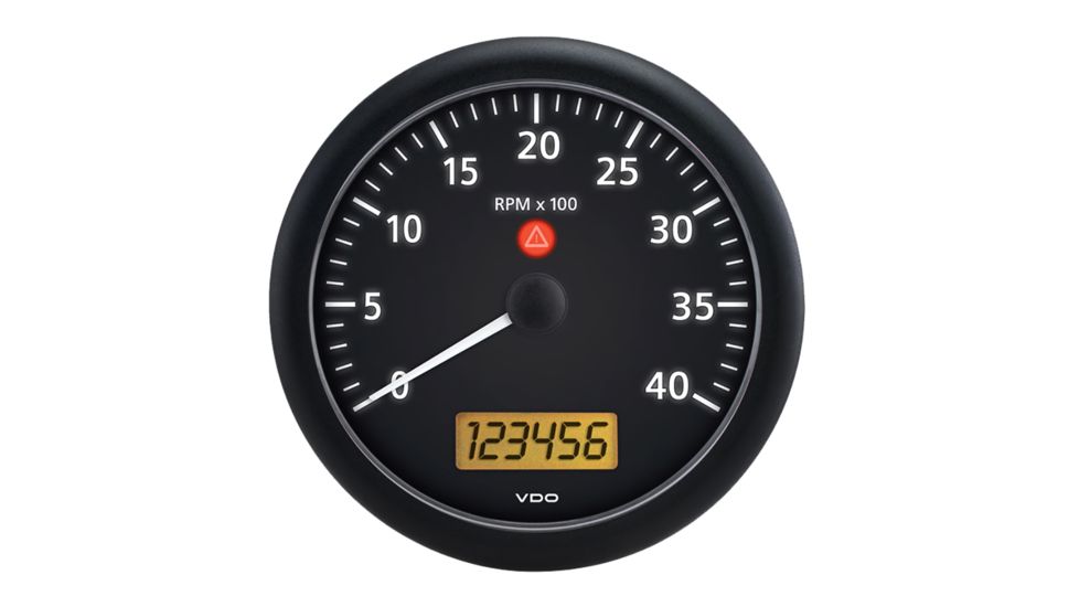 VDO Viewline 4-3/8" 110MM Onyx 4000 RPM Tachometer w/Multifunction LCD - Black 76462