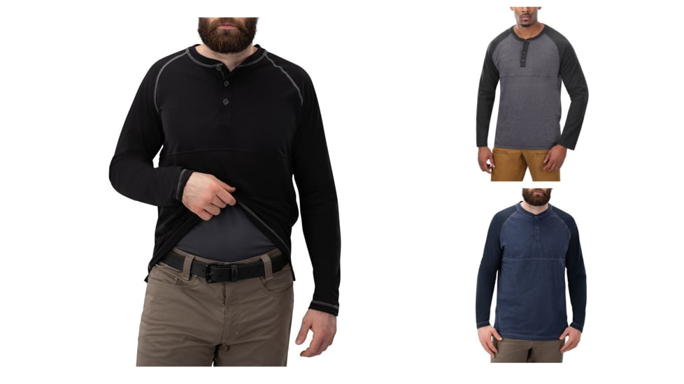 Vertx Action Weaponguard Henley - Men's, Black, Heather Charcoal/Black, Heather Indigo/Indigo
