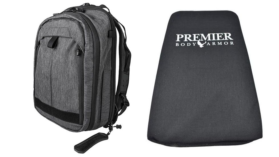Vertx EDC Transit Sling Backpack in Heather Black with Premier Body Armor Ballistic Panel