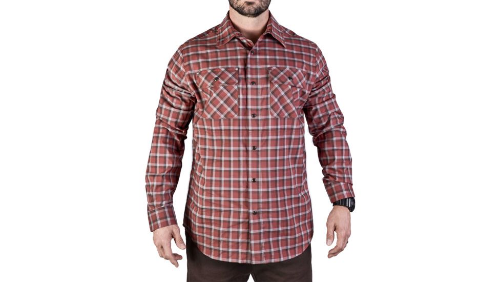 Vertx Men's  Weapon Guard Long Sleeve Guardian Shirt, Brick Plaid, Small Regular F1 VTX1440 BRP SMALL REG
