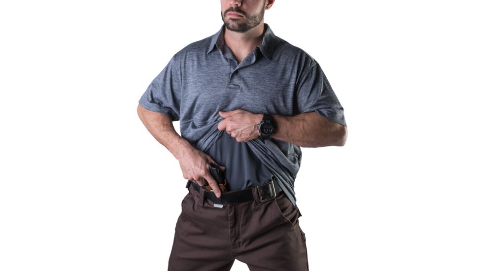 Vertx Men's  Weapon Guard Short Sleeve Assessor Polo, Heather Grey, Small F1 VTX1450 HGY SMALL