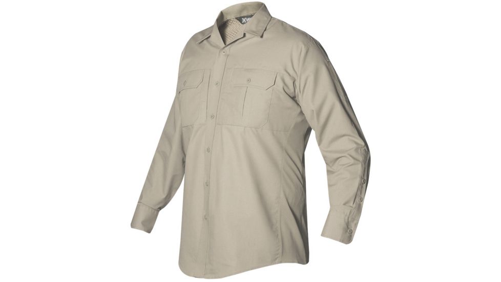Vertx Mens Phantom Light Short Sleeve Mini Rip-Stop Poly/Cotton Shirt, Khaki, XLARGE REG F1 VTX8120 KHL XLARGE REG