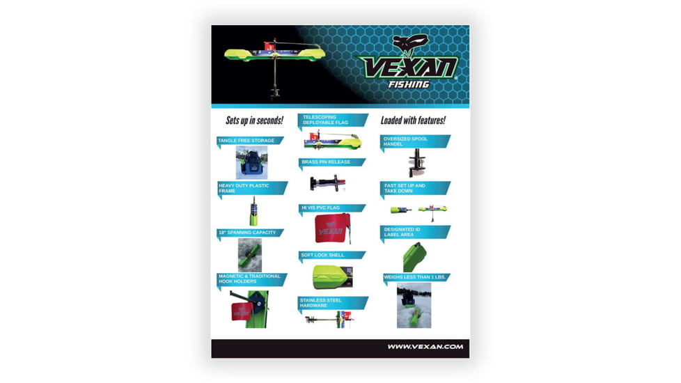 Vexan Ice Fishing Tip-Up, Green, VEX-TU-GREEN