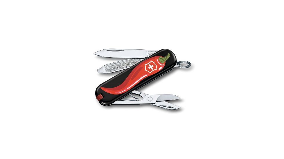 Victorinox Classic SD Small Pocket Knife with Scissors and Screwdriver, Chili Peppers, 58mm 0.6223.L1904US2