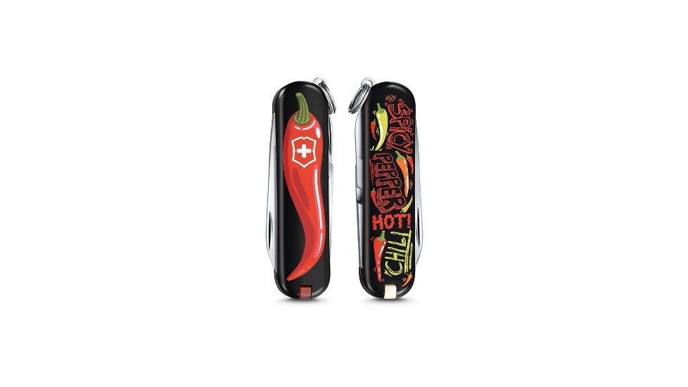 Victorinox Classic SD Small Pocket Knife with Scissors and Screwdriver, Chili Peppers, 58mm 0.6223.L1904US2