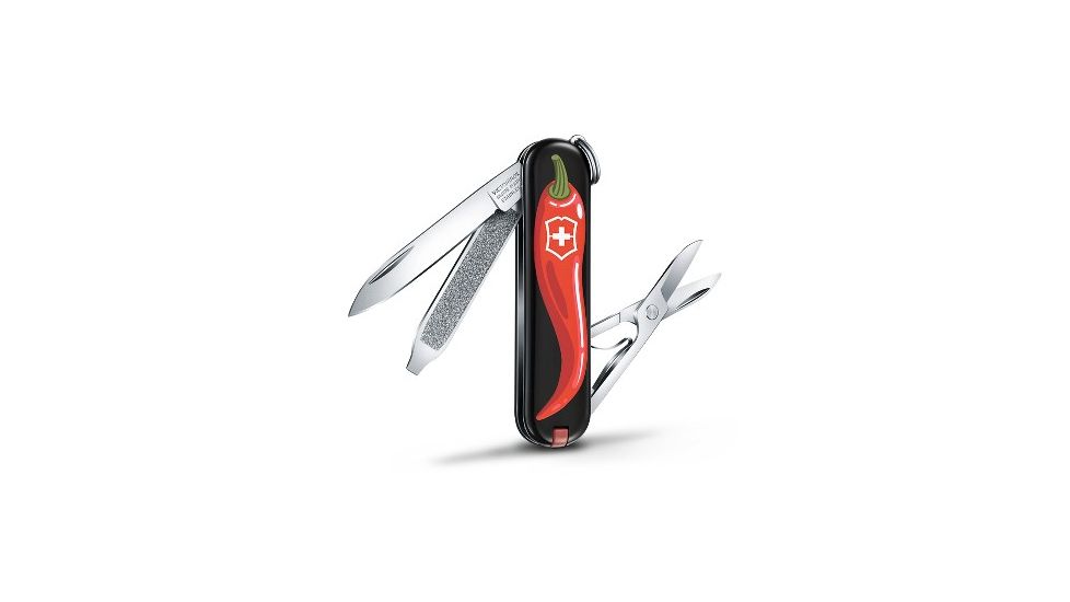 Victorinox Classic SD Small Pocket Knife with Scissors and Screwdriver, Chili Peppers, 58mm 0.6223.L1904US2