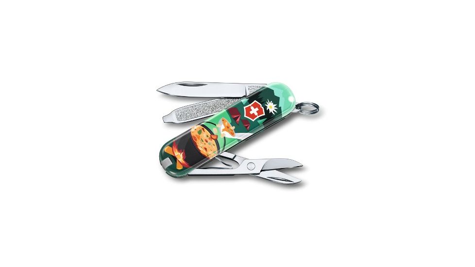 Victorinox Classic SD Small Pocket Knife with Scissors and Screwdriver, Swiss Mountain Dinner, 58mm 0.6223.L1907US2
