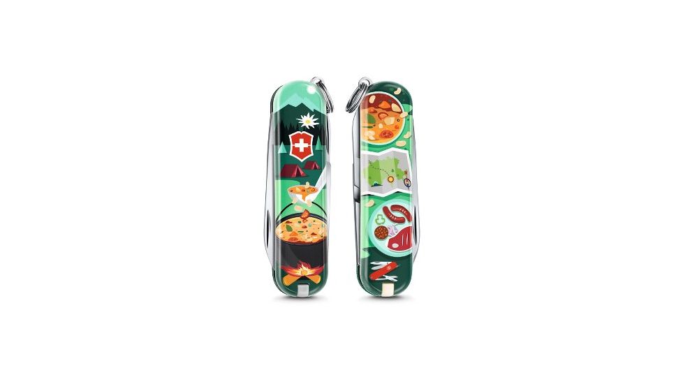 Victorinox Classic SD Small Pocket Knife with Scissors and Screwdriver, Swiss Mountain Dinner, 58mm 0.6223.L1907US2