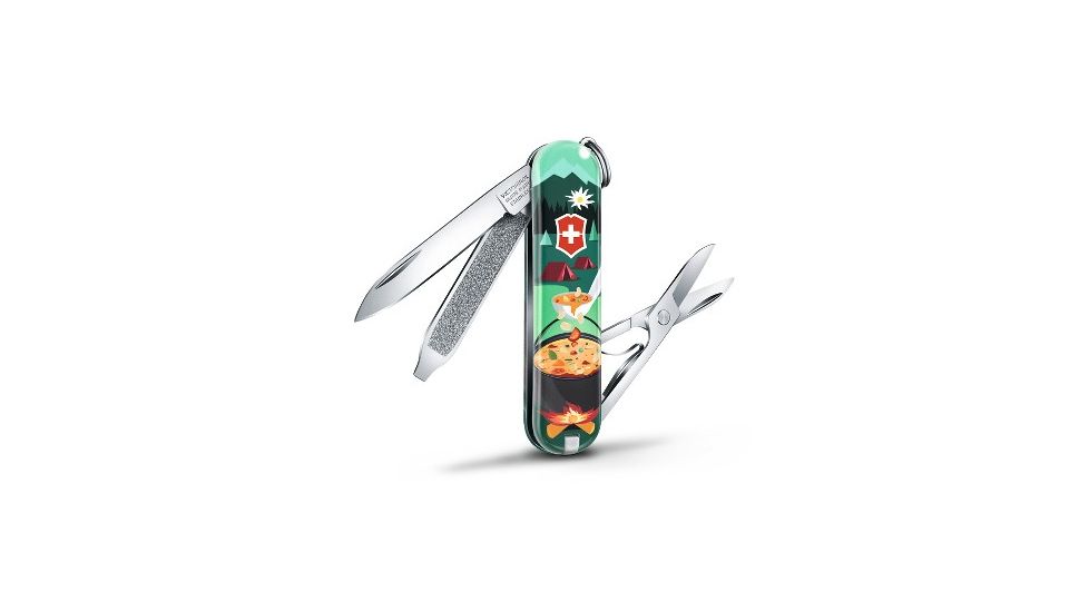 Victorinox Classic SD Small Pocket Knife with Scissors and Screwdriver, Swiss Mountain Dinner, 58mm 0.6223.L1907US2