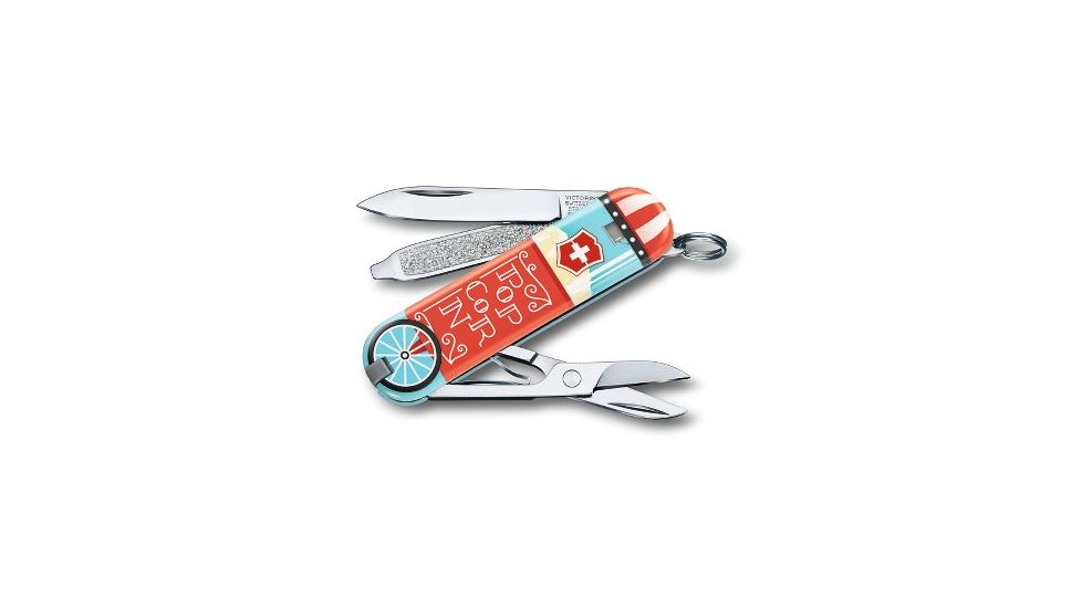 Victorinox Classic SD Small Pocket Knife with Scissors and Screwdriver, Let It Pop, 58mm 0.6223.L1910US2