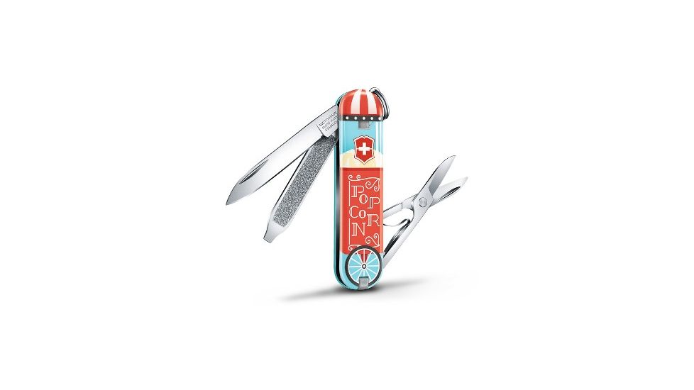 Victorinox Classic SD Small Pocket Knife with Scissors and Screwdriver, Let It Pop, 58mm 0.6223.L1910US2