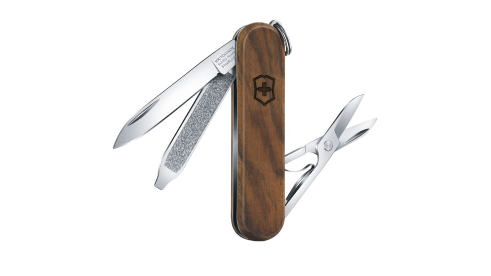 Victorinox Classic SD Wood Stainless Steel Swiss Army Knife, Walnut, 58mm, 0.6221.63-X1