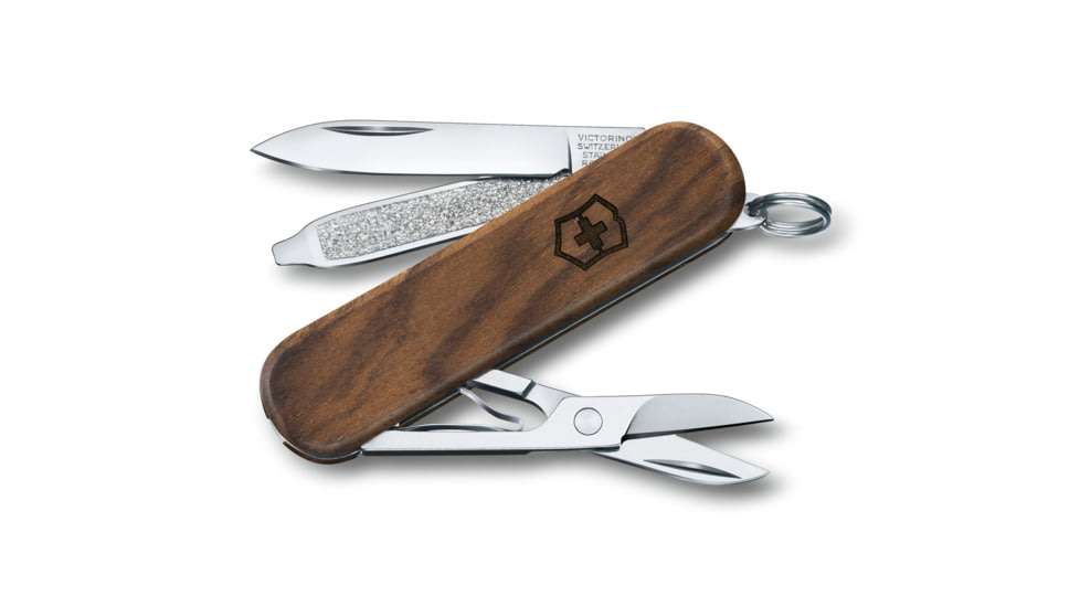 Victorinox Classic SD Wood Stainless Steel Swiss Army Knife, Walnut, 58mm, 0.6221.63-X1