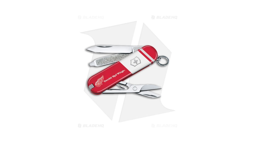 Victorinox Swiss Army Knife Classic SD Folding Knives, 1.55in, Red/White Handle, Detroit Red Wings, Steel/Red/White, 2.25in, BHQ-205618