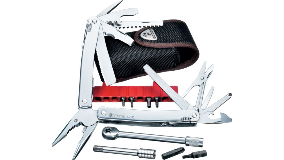 Victorinox SwissTool Spirit Plus Ratchet Swiss Army MultiTools with Leather Pouch 3.0239.L-X1