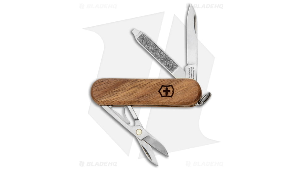 Victorinox Classic SD Swiss Army Pocket Multi-Tool, 1.50in, Wood, Wood Handle, Wood/Gray, 2.25 inch, BHQ-100900