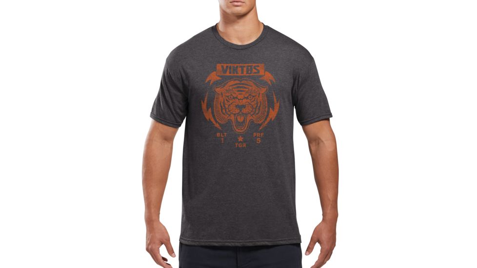Viktos Bulletproof Tiger T-Shirt, Large, Charcoal Heather, 1806404