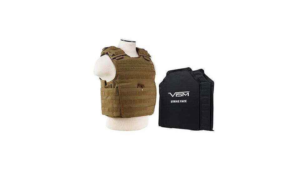 Vism 2963 Series Expert Plate Carrier includes two of the Larger BSC1114 Soft Ballistic Panels, Tan BSLCVPCVX2963T-A