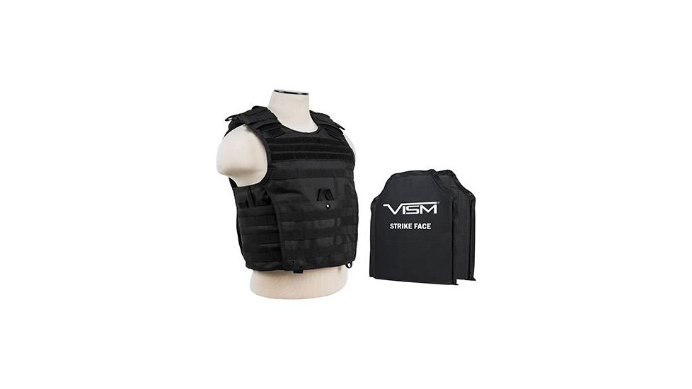Vism 2963 Series Expert Plate Carrier includes two BSC1012 Soft Ballistic Panels - Shooters Cut, Black BSCVPCVX2963B-A