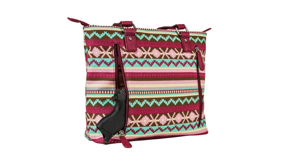 Vism Concealed Carry Printed Tote Bag, Burgundy, BWJ003