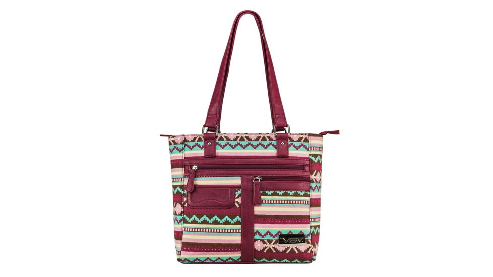 Vism Concealed Carry Printed Tote Bag, Burgundy, BWJ003