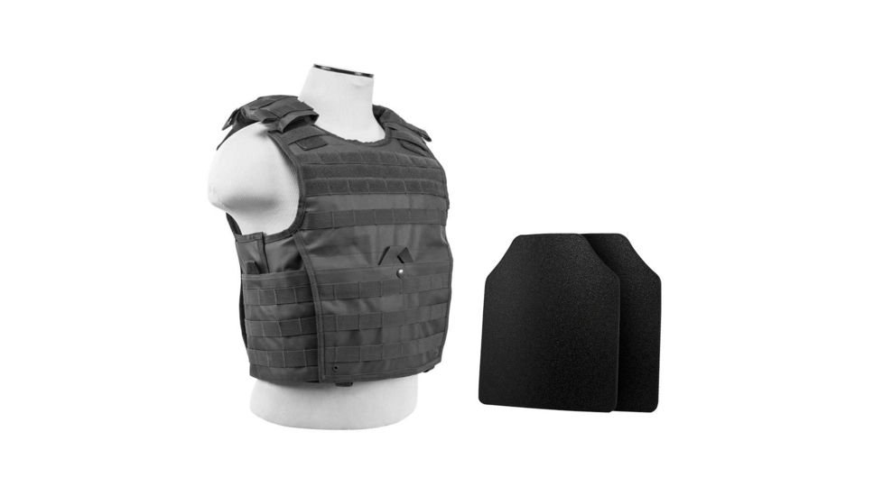 Vism Expert Plate Carrier Vest w/2 10x12in Level IIIA Shooters Cut Hard Ballistic Panels, Urban Gray, Large BUCCVPCVX2963U-A