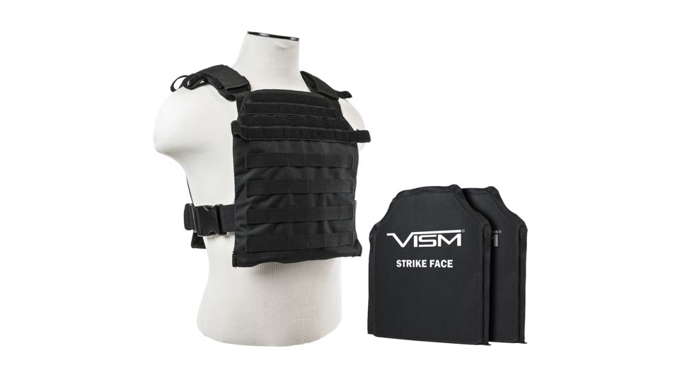 Vism Fast Plate Carrier w/2 10x12in Level IIIA Shooters Cut Soft Ballistic Panels, Black BSCVPCF2995B-A