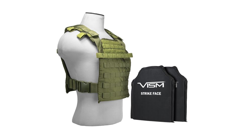 Vism Fast Plate Carrier w/2 10x12in Level IIIA Shooters Cut Soft Ballistic Panels, Green BSCVPCF2995G-A