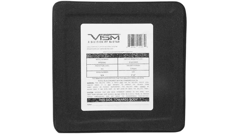 VISM LVL IV Ceramic/PE Ballistic Plate, 6X6, Curved Side, Black, B4C66C
