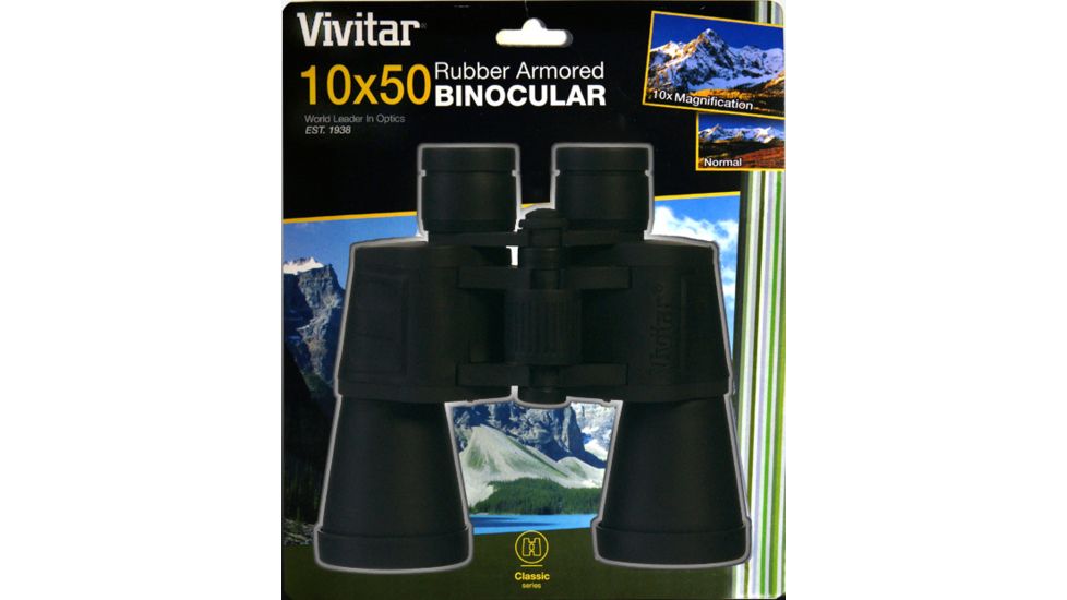 Vivitar 10x50 Rubberized Porro Full Size Binoculars with Ruby Lenses, Case and Strap