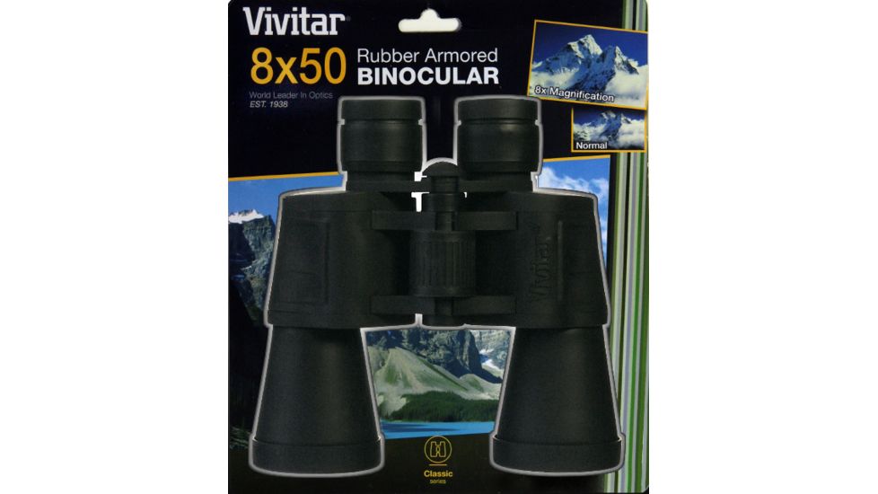 Vivitar Classic Series 8x50 Rubberized Full Size Binoculars Clamshell