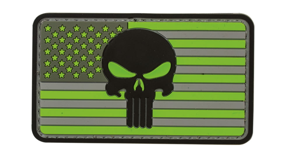 Voodoo Tactical Punisher Flag Patch, Hi-Viz Green/Gray, 07-0813000000