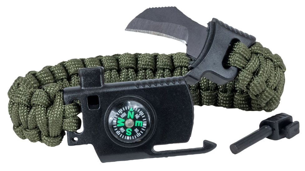Voodoo Tactical Survival Bracelet w/ Mini Knife And Compass, OD Green, One Size, 02-2020004000