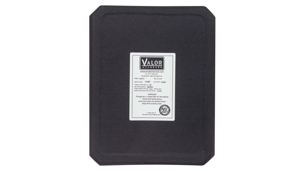 Voodoo Tactical Valor Standard Full Cut Single Curve PE Level III NIJ Certified Ballistic Plate, 11 x 14, 20-0171000000
