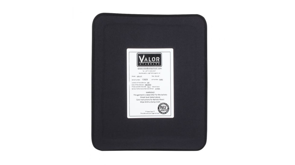 Voodoo Tactical Valor Standard Full Cut Single Curve PE Level III NIJ Certified Pe Hard Plate, 10 x 12, 20-0165000000