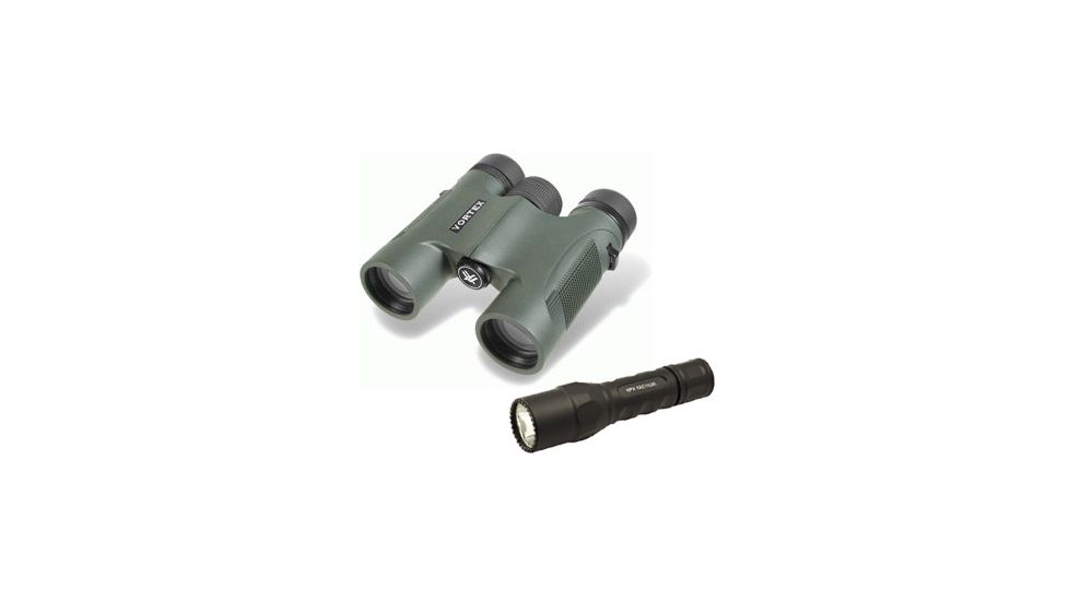 Vortex Diamondback 10x28 Center Focus Binocular w/ Surefire Matte Black Tactical LED 6PX Flashlight 
