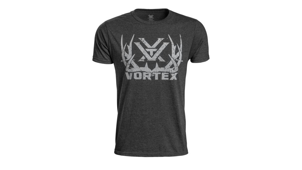 Vortex Men's SS Muley Antler Tee, Charcoal Heather, L 219061-CHH-L