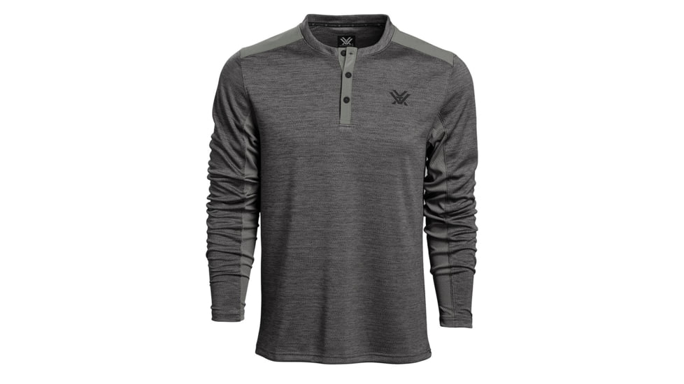 Vortex Northern Heights Henley Long Sleeve - Mens, Grey Heather, Large, 220-19-GHTL