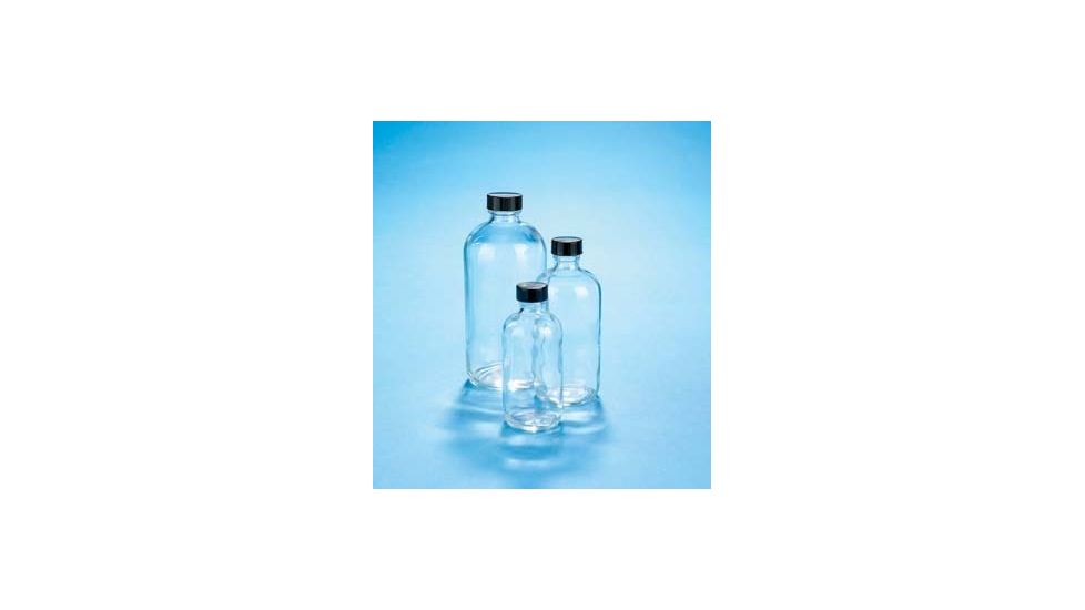 VWR Boston Round Bottles, Clear, Narrow Mouth VW5113233V24 Convenience Packs With Caps Attached