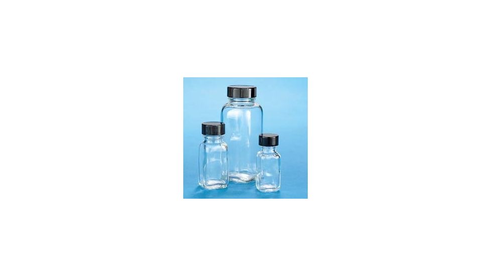 VWR French Square Bottles, Clear, Wide Mouth VW5610228V26 Convenience Packs With Caps Attached