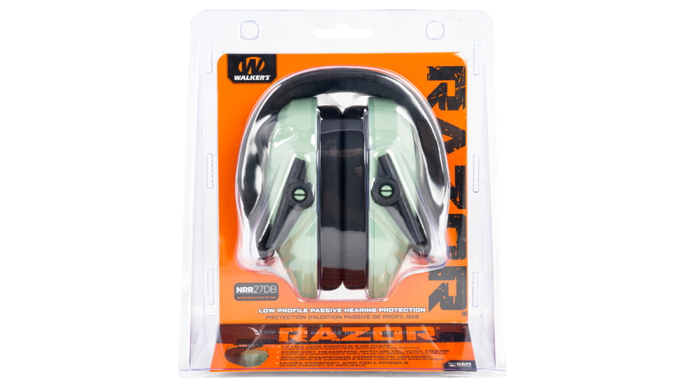 Walkers Razor Slim Passive Ear Muffs, 27 dB NRR, Sage, GWP-RSMPAS-SGN