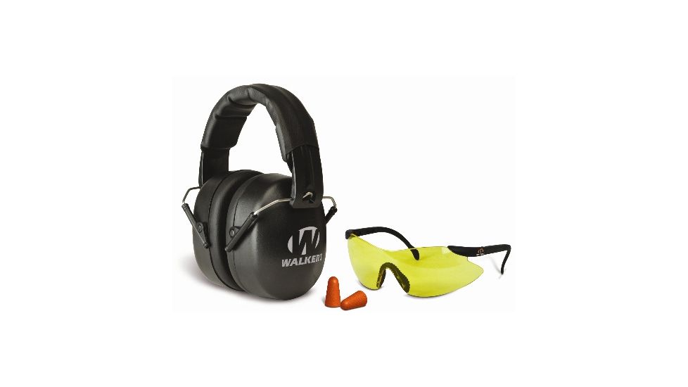 Walkers EXT External Folding Range Shooting Ear Muffs, 30 dB NRR, Black, w/Glasses and Plugs, GWP-FM3GFP