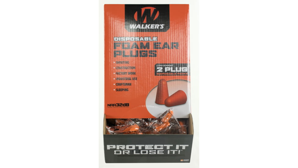 Walkers GWPFP200BX Ear Plugs Counter Display Foam 32 DB Orange 100 Pair